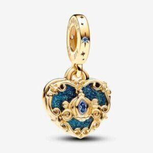 Pandora Cinderella's Carriage & Heart Double Dangle Charm